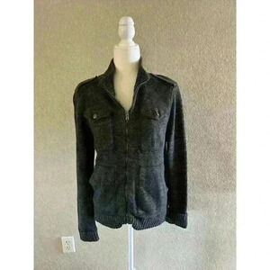 Rock&Republic Zip Up Sweater Grey Size Small Cotton Nylon Rayon Nice Sweater